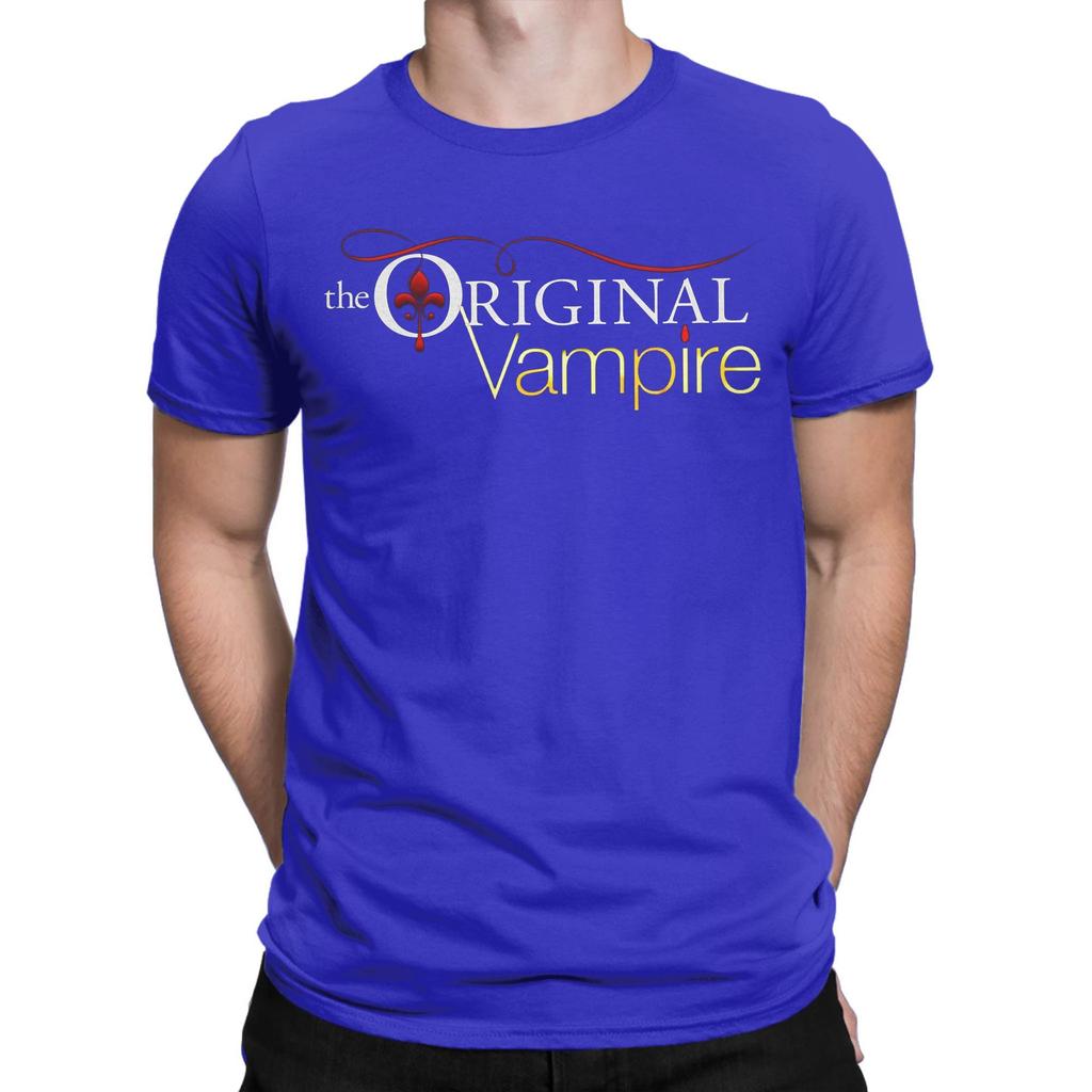 Vampire Diaries Damon Salvatore T-shirt för män Bomull Nyhet T-shirts Rundhals T-shirts Kortärmad Kläder Plus Size