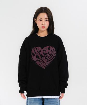 NEWKITSCH Vint Heart Logo Sweatshirts (Black)