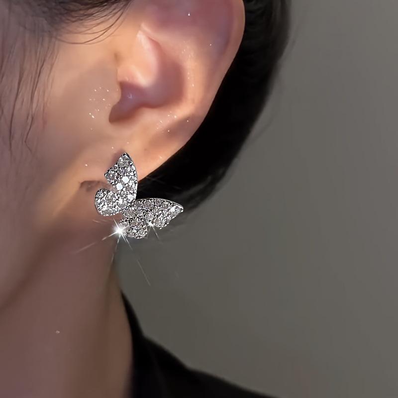 Elegant Rhinestone Butterfly Stud Earrings