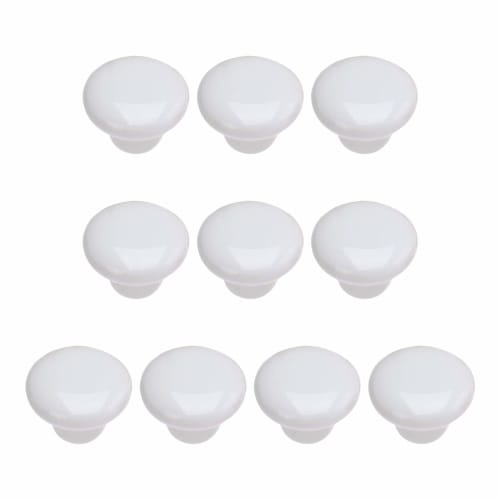 Set of 10 White Ceramic Drawer Handles, Cabinet Pulls, Cupboard Pulls, Dresser Pulls, Shelf Pulls, Door Knobs, and Handles