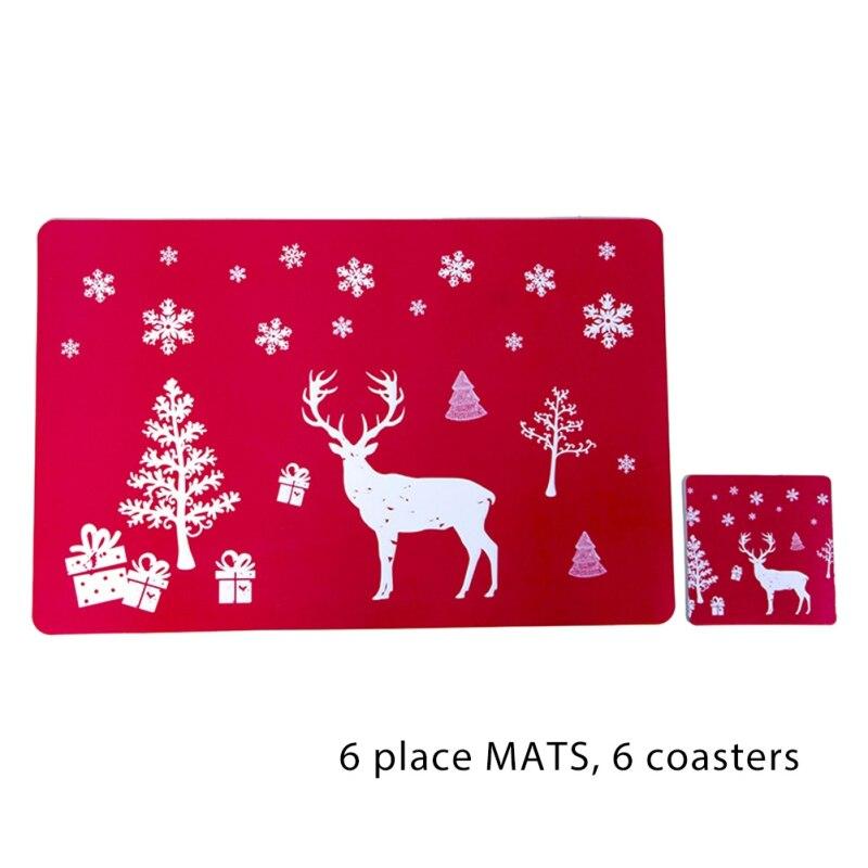Christmas Placemat Coaster 6Pcs/set Creativity Christmas Table Decor