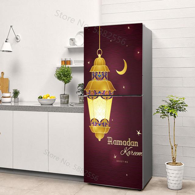 Nálepka na ledničku Ramadán Vodotěsná 3D tapeta s lucernou s lucernou Měsíce Hvězda Nálepky do kuchyně Islámská muslimská nástěnná malba Eid
