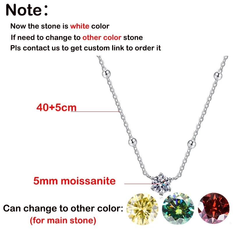 0.5CT Brilliant Moissanite Necklaces for Women Wedding Date Luxury Quality Pendant S925 Sterling Silver Plated Platinum
