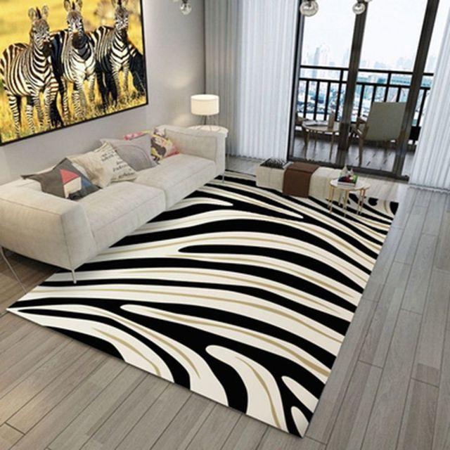 Home Decor Bedroom Mat Zebra Pattern Carpet Living Room Bedroom Soft Carpets Anti -Slip Floor Mats Water Absorption Rugs Tapis