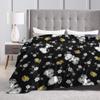 Snoopys & Woodstock Fun & Flowers Flannel Blanket Awesome Throw Blanket for Home Hotel Sofa 150*125cm Quilt,
