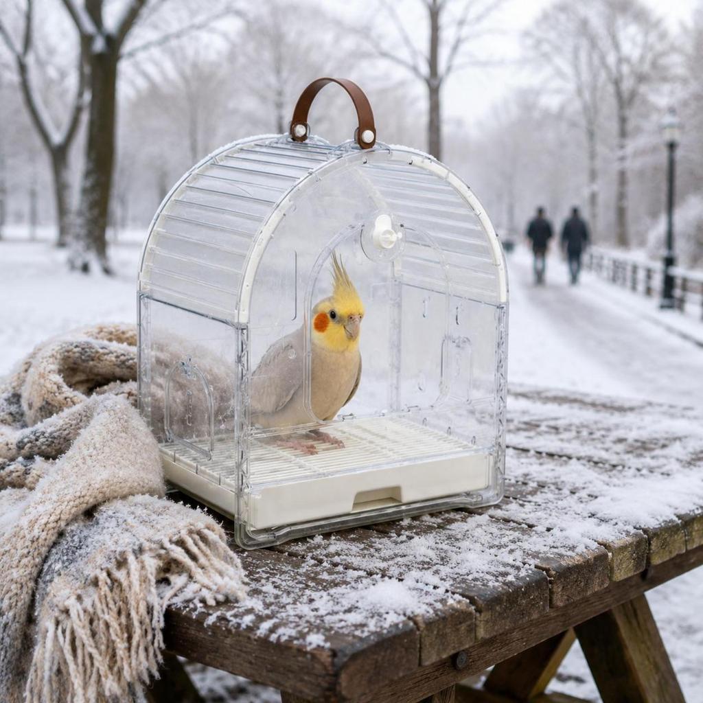 Outdoor Bird Carrier Winter Warm Portable Parrot Cage Easy to Carry Mobile