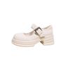 Thick-soled White Mary Jane Shoes Women's 2025 Spring New French Small Leather Shoes Thick Heel Light Mouth Rhinestone Buckle Sandals