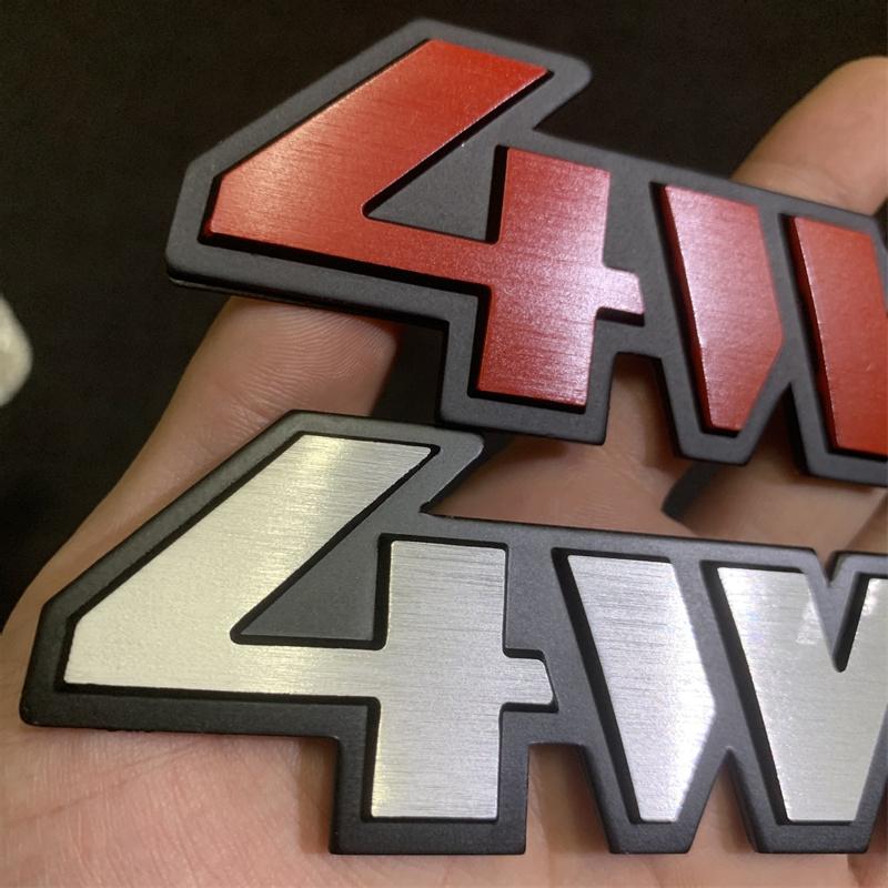 3D Car 4WD off-road four-wheel Drive Metal Aluminium Alloy Tail Label Side Label Decoration Sticker Modification Accessories