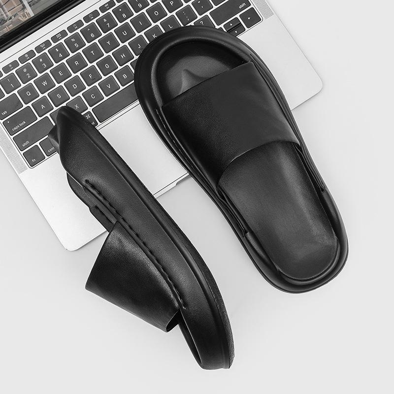 Hausschuhe Herren Sommerbekleidung trendige Sandalen Ausgehen coole Hausschuhe rutschfeste Plateau Strandschuhe 471228 schwarz-J