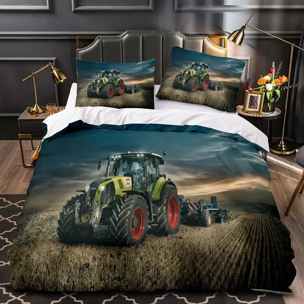 Boys Tractor Construction Cars Comfortable Duvet Quilt Cover Pillowcase Bedding Set Children Bedroom Decoration Home Textile