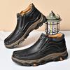 Men's Large Size Wear-Resistant Winter Leather Boots with Thick Sole