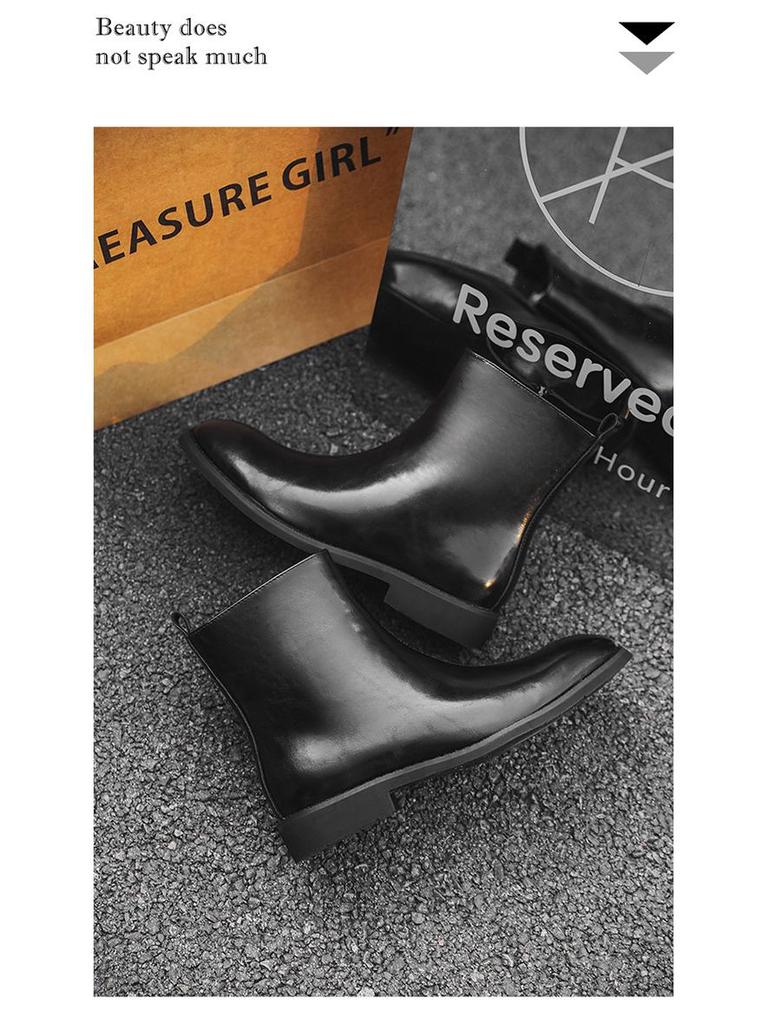 British-Style High-Top Chelsea Martin Boots with Side Zipper - Casual Leather, Autumn/Winter 2024