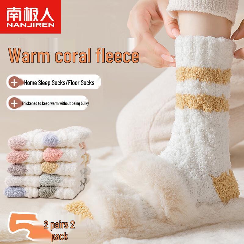 Milin Women s Antibacterial Coral Fleece Floor Socks One Size