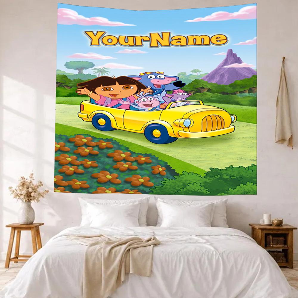 Dora Explorer Custom Your Name Wall Decor Tapestry Art For Pet Memorial Birthdaywedding Party Backdrop Family Gift