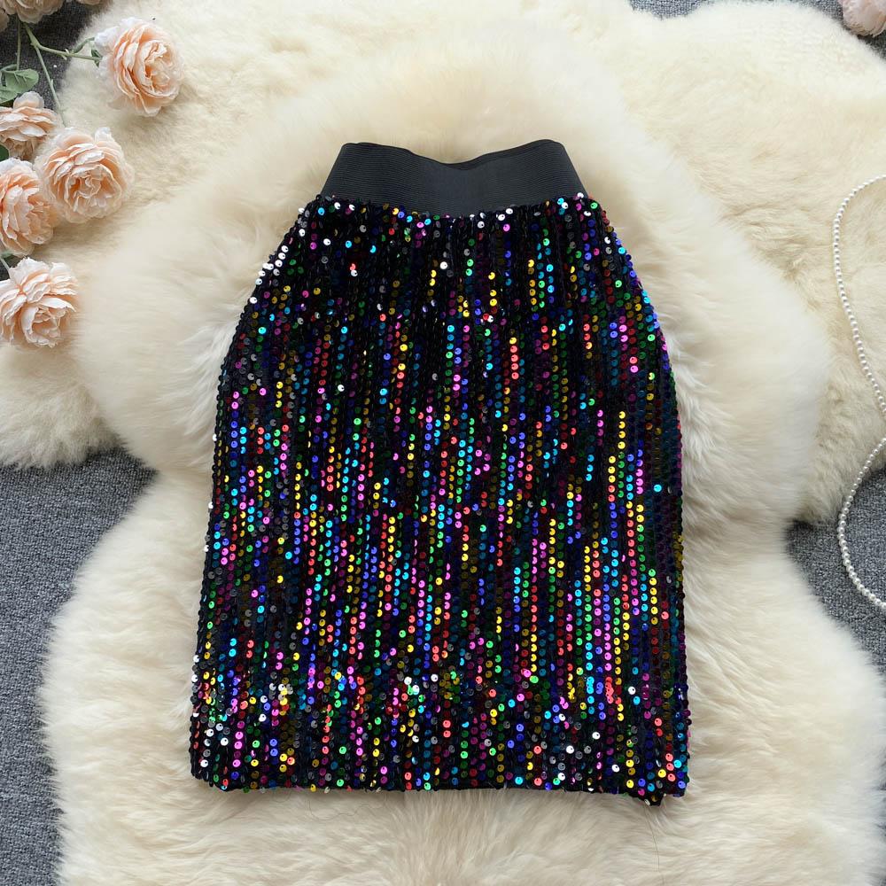 High Waist Skirt Women's Summer Vintage Hip Wrap Slim Elastic Fashion Skirt