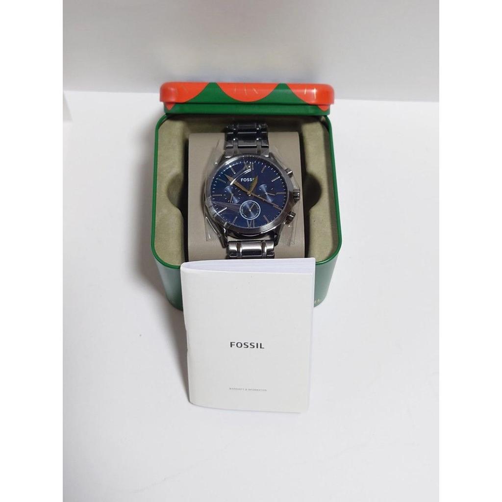 Used New and unused FOSSIL men's watch blue dial chronograph