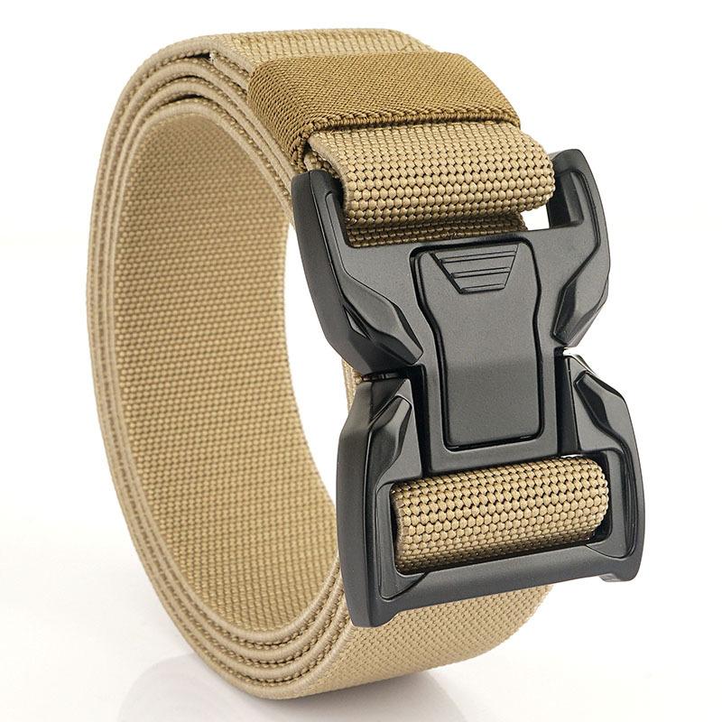 New Men'S Commuting Belt With Automatic Buckle Nylon Waistband, Outdoor Leisure Versatile Double-Layer Thick Belt