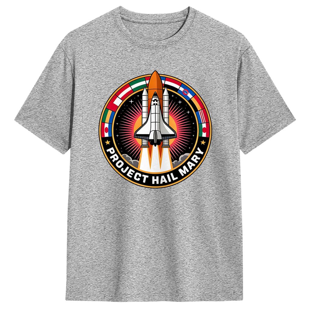 Project Hail Mary Raumfahrt Mission Logo T-Shirt Für Unisex Reine Baumwolle Vintage Rundhals Kurzarm Oversized Lässig Tägliche Oberteile