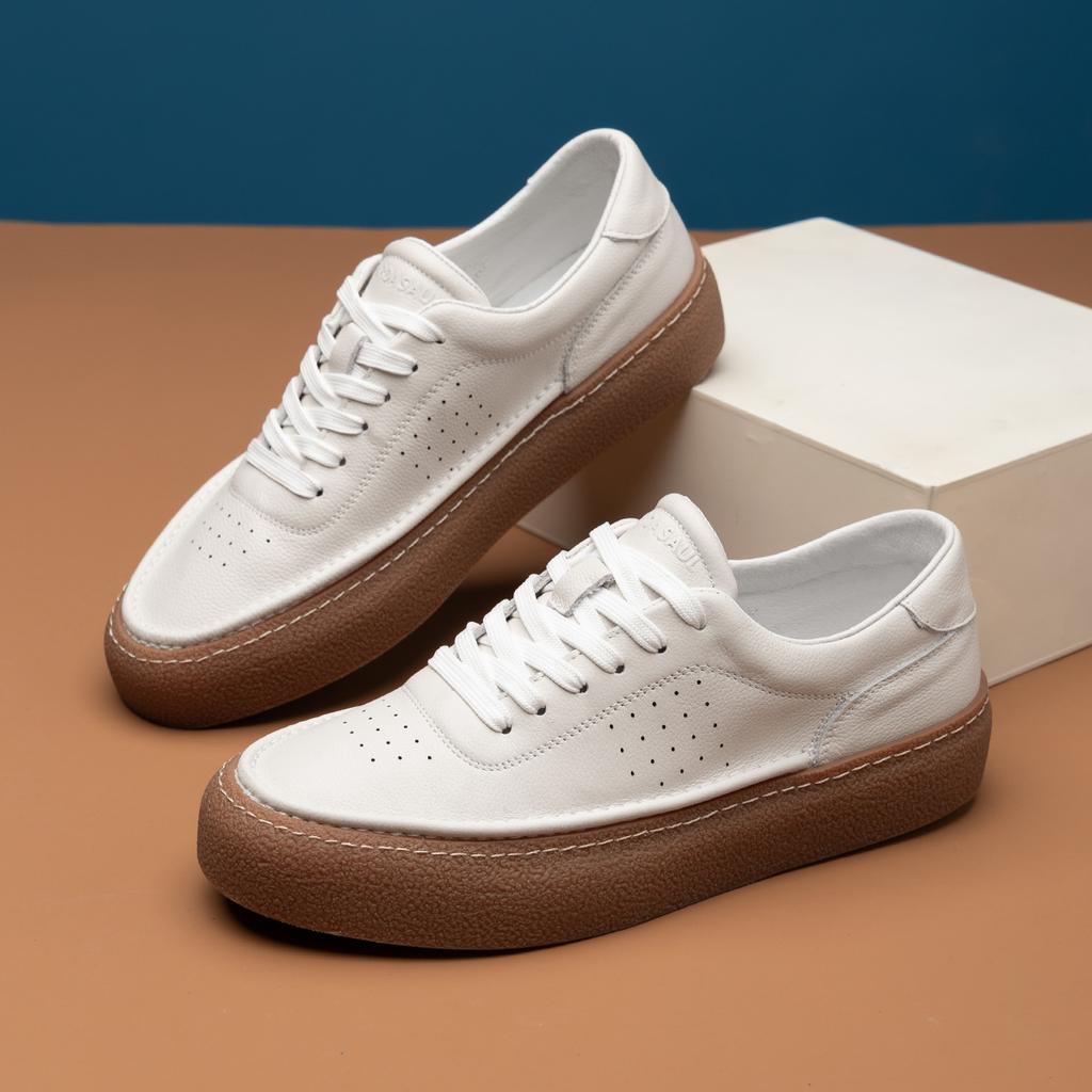 2025 Direct Supply European Station Spring and Summer New Soft Cowhide Breathable British Retro Casual Men's Shoes Versatile Board Shoes