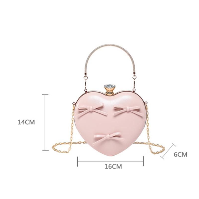 Female Shoulder Bags Advanced Fashion Blue Heart Bow New Trend Sweet Lovely Leisure Trend Solid Color Chain Simple Crossbody Bag AVE
