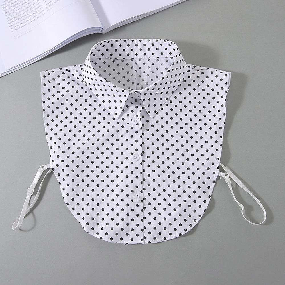 Polka Dots Shirt Detachable Collar Front Tie White Fake Collar Women Stand Detachable Collar Fake Vintage False Blouse Collar