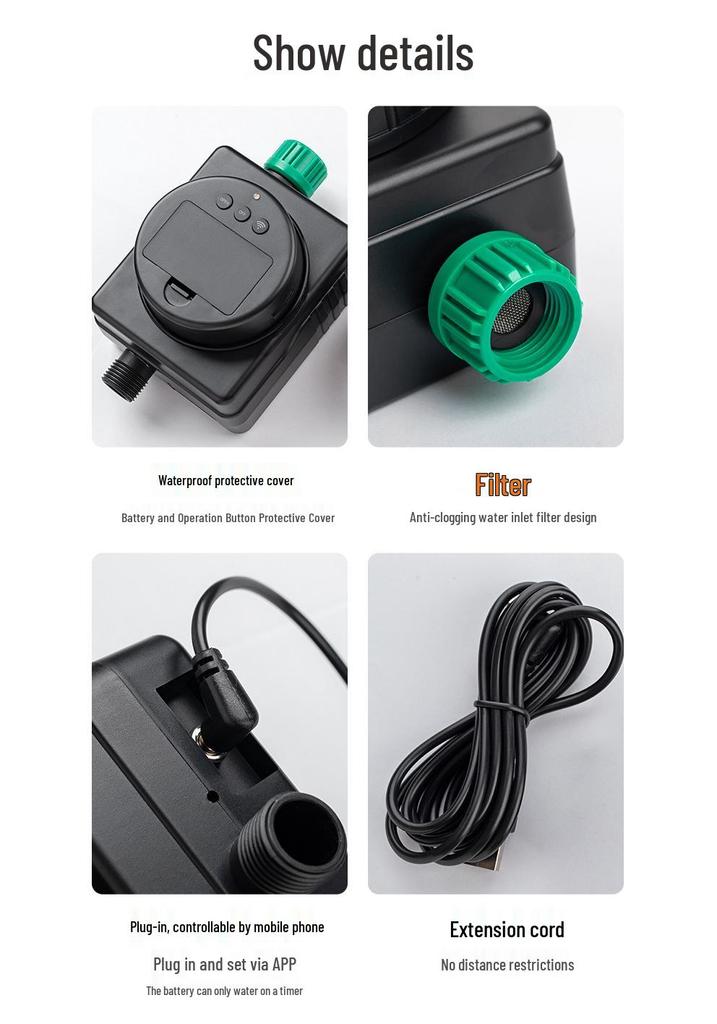 Smart WiFi Timer: Automatic Remote-ControlFlower Watering Kit with Adjustable Sprinkler Head