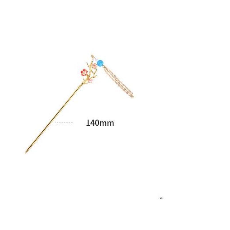 ExquisiteAncient Han Nationality Buns One Step, One Step Shake The Long Tassel Design, Gold Plating, Golden Flower Drip Gum Ancient Style