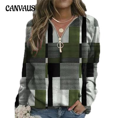 Herbst frauen Langarm Tops Plaid Sweatshirt Fleece