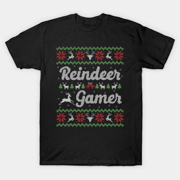 Ugly Christmas Sweater Reindeer Gamer Made in Australia T-Shirt M