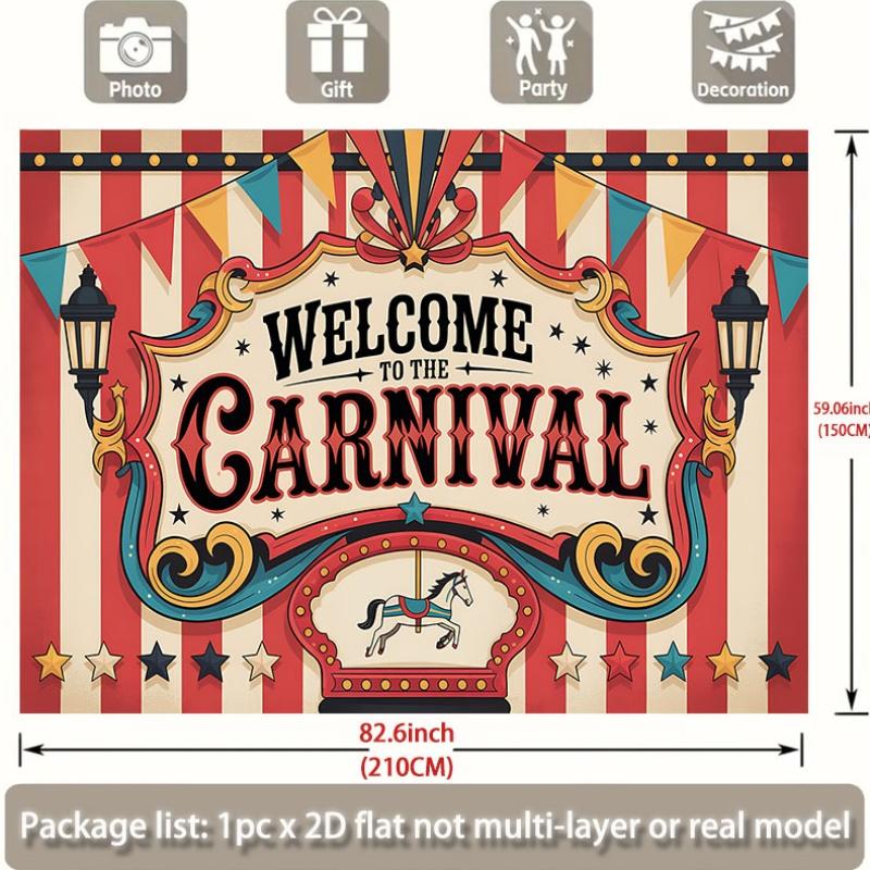 A 2D flat banner with the content "Welcome to the Carnival" suitable for weddings and parties
