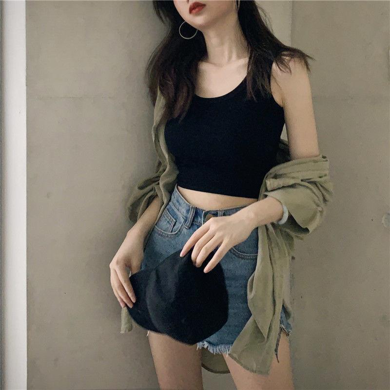 New suspender with chest pad vest for women's summer short versatile navel-based small vest for women