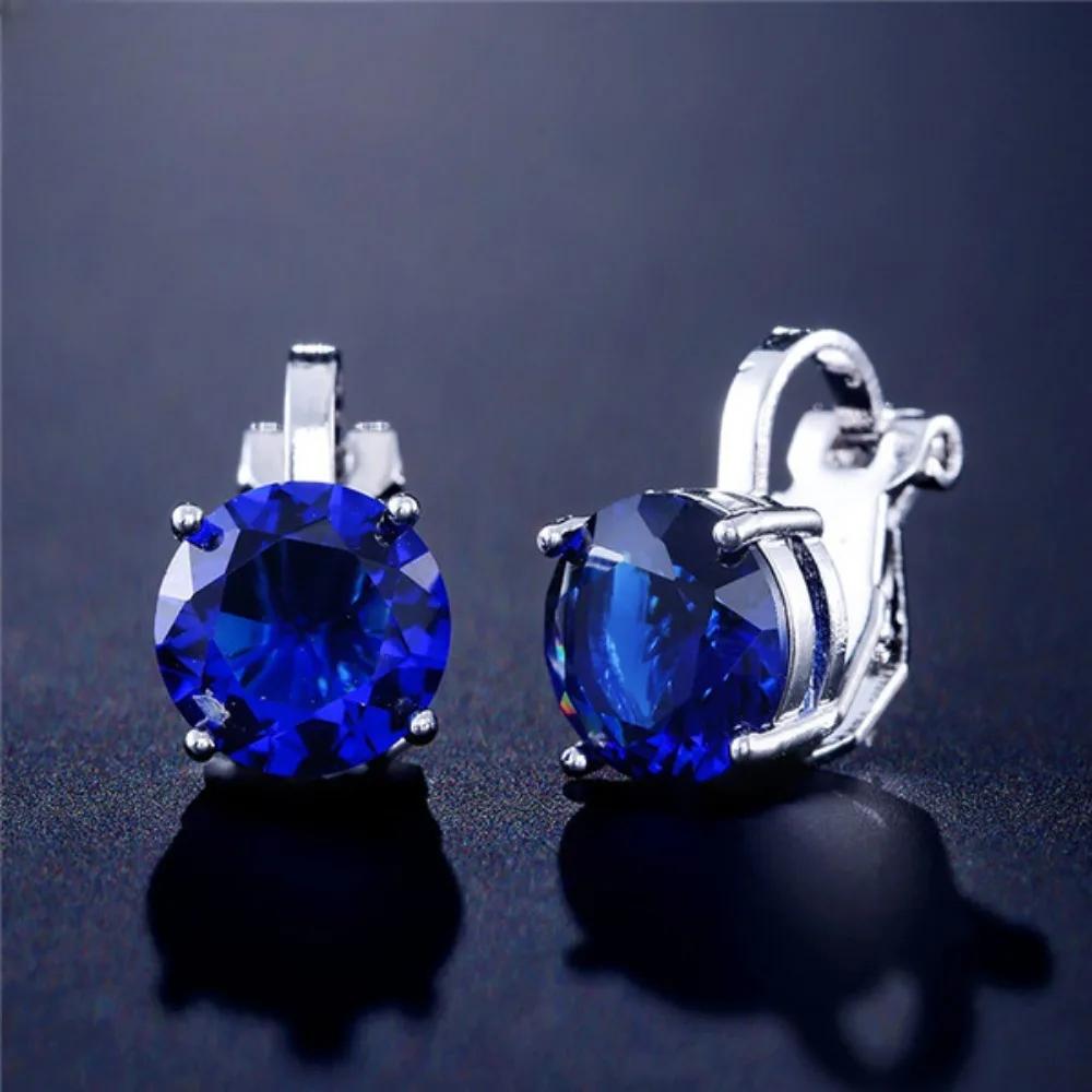 Trendy Round Cubic Zirconia Copper Clip Earrings For Women Gold Crystal Metal Earring Party Wedding Daily Jewelry