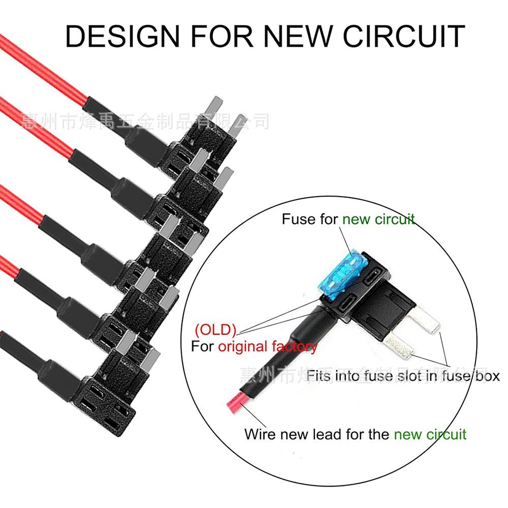 5Pcs Bagged Mini Add-A-Circuit Fuse Tap Zinc Alloy Fusible Core 15AMP Mini Blade Fuse Holder