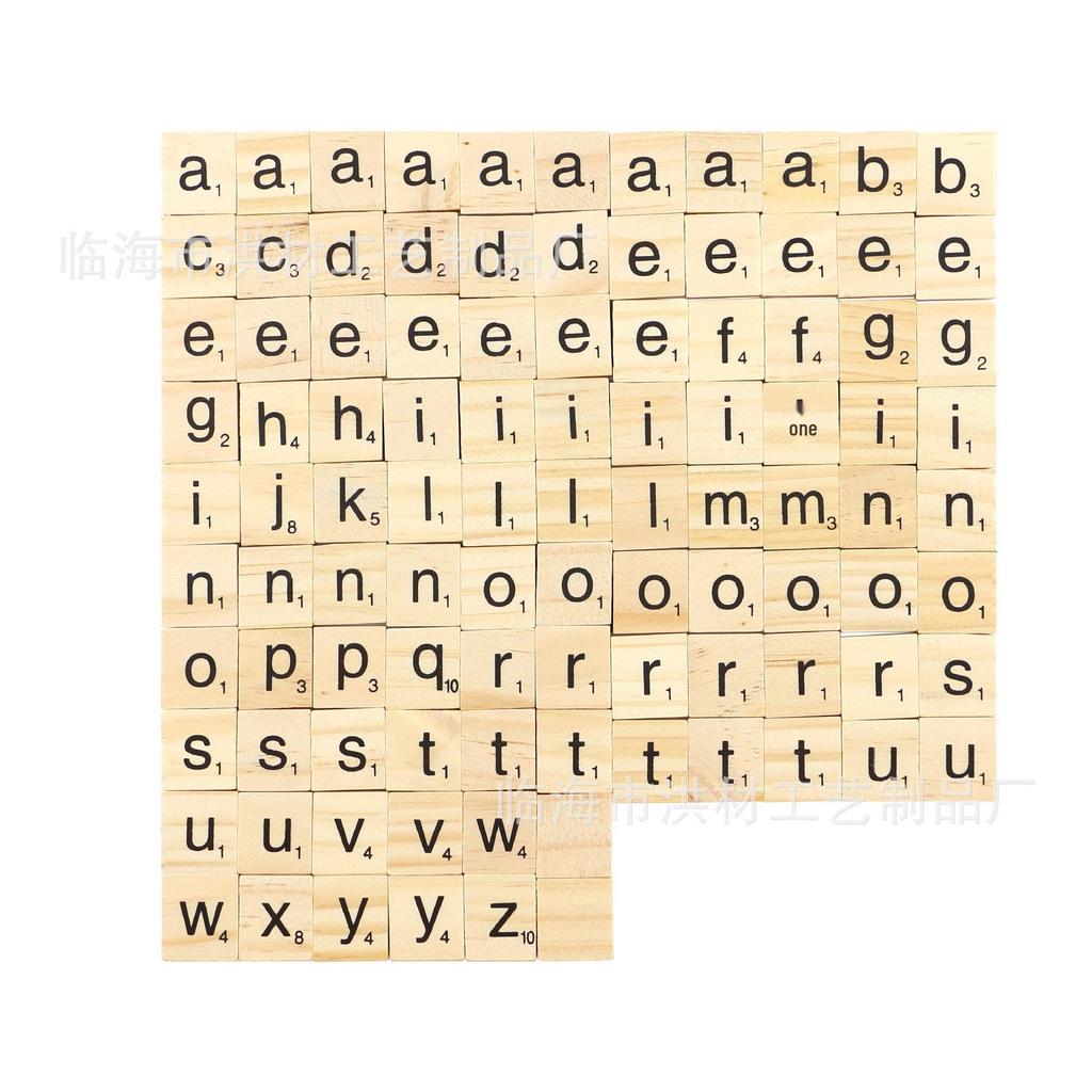 Wooden Uppercase/Lowercase & Number Set - 100pcs Children's Decorative Squares