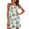 Women Summer Dress Casual Swing Floral Print Ruffle Short Sleeve Sundresses Beach  A-line  Dress  With Pockets