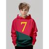 Boys' 3D Printed Casual Hoodie - Long Sleeve Hoodie, "Size 7" Design, Red Green Blocks