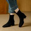 High Quality Faux Suede Ankle Boots Women Fashion Square Toe Sewing Back Zipper Designer Boots Comfortable Wedges Fashion Boots