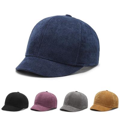 New Corduroy Solid Color Short Brim Baseball Cap Korean Version Women's Fashionable and Simple Daily Commuting Sun Hat