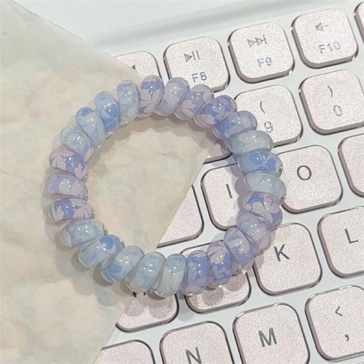 Korean Style Polka Dot Hair Tie - Grape and Coconut Design, Seamless and Versatile Rubber Band