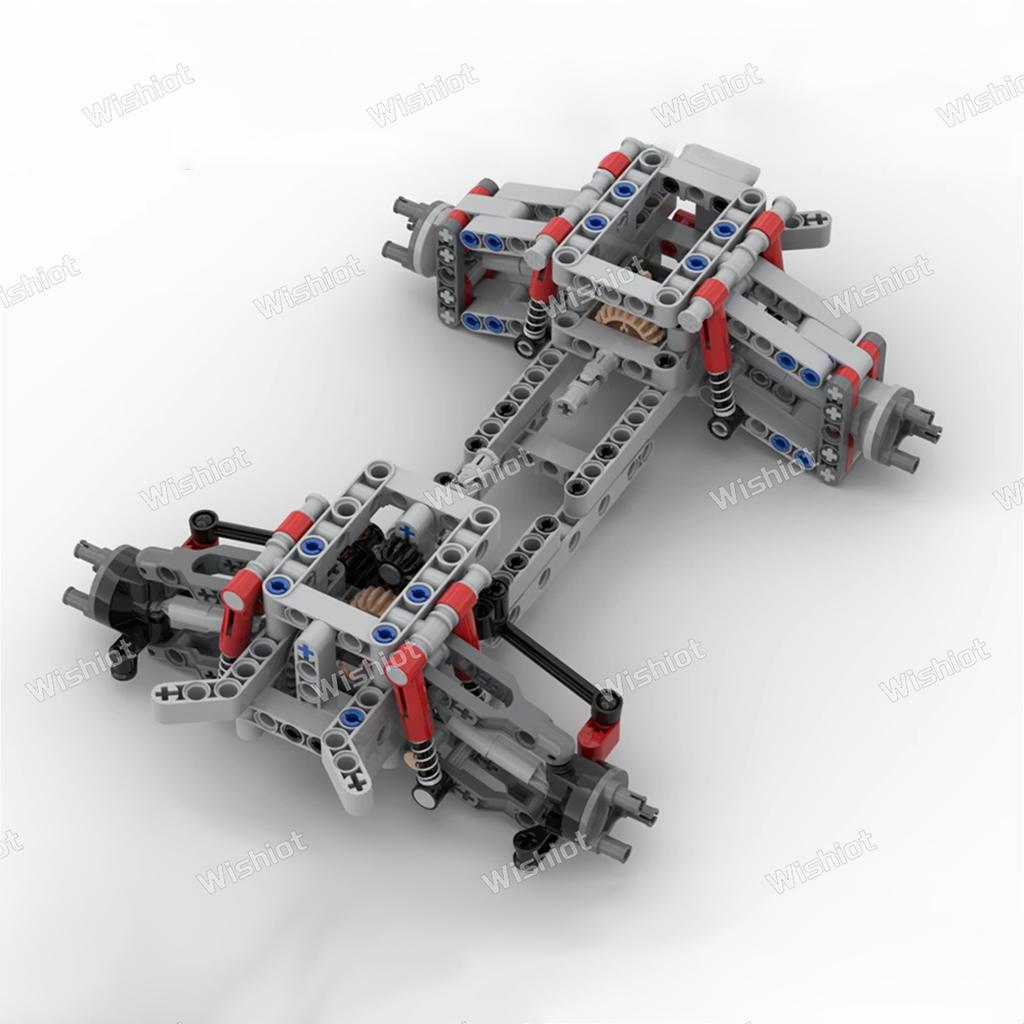 MOC 4WD Four-wheel Drive Independent Suspension Differential Chassis Steering Axle Building Blocks Tech Car Parts Toys Kids Gift