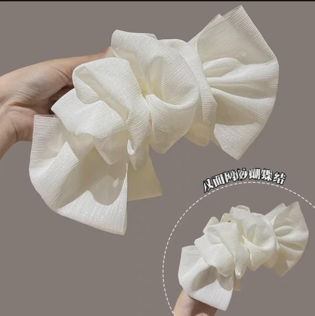 High-End Seersucker Large Bow Hair Clip