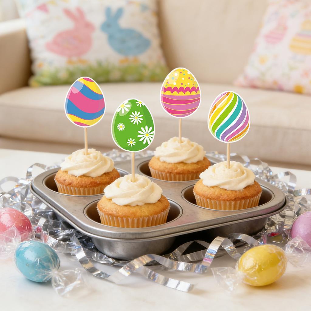 8pcs Easter Cupcake Toppers 8 Unique Designs Plastic Perfect For Cupcakes, Muffins, Desserts Ideal For Easter Showers
