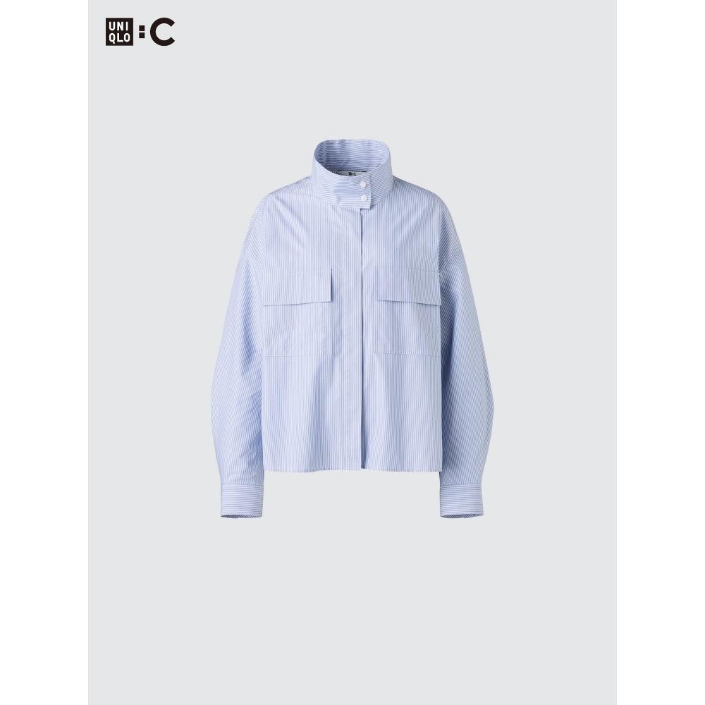 Uniqlo Cotton Stand Collar Shirt Jacket  Long Sleeve 