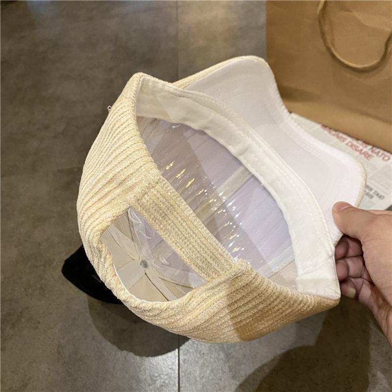 C shaped Baseball Hat for Women Corduroy Korean Style Trend Ins Style Versatile Thickened Autumn Student Bend Brim Baseball Hat for Men