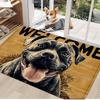 1Pcs Anti Fatigue Kitchen Rugs Welcome Bulldog Print Waterproof Non Slip Thick Cushioned Mat