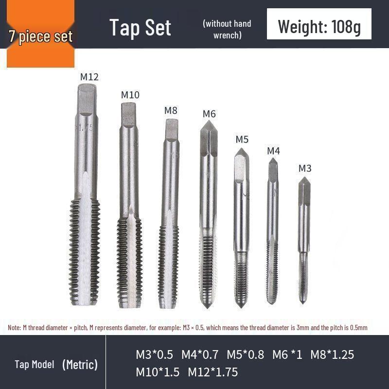 Handgewindebohrer- & Schneideisen-Satz für Innengewinde mit Bohrer- & Schraubenschlüsselwerkzeugen