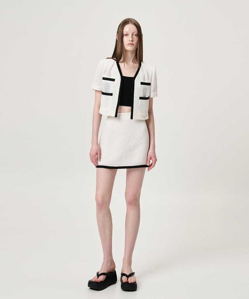 Etmont Summer Tweed Mini Skirt, White