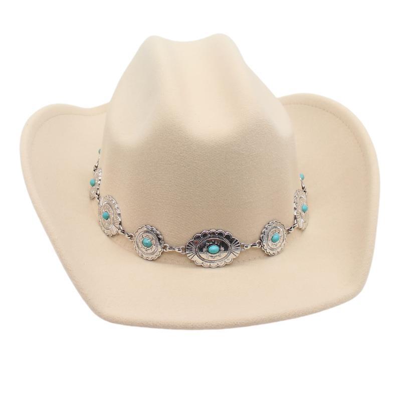 New One-Word Top Wide-Brimmed Denim Hat, Hot-Selling National European, American And Western Hat, Men'S And Women'S Fashion High-End Top Hat