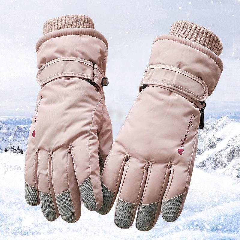 Woman Ski Gloves Winter Warm Cycling Plus Fleece Thick Waterproof Windproof Coldproof Gloves