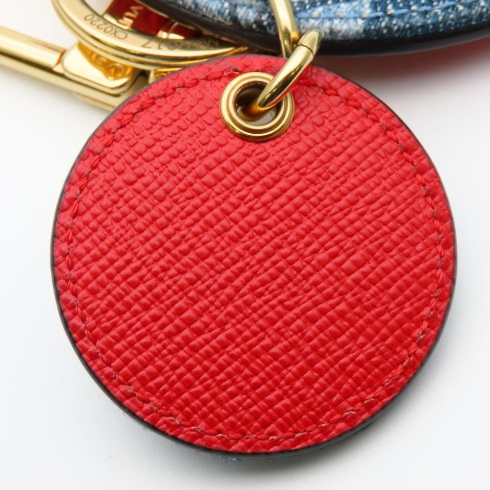 Used LOUIS VUITTON key ring Porto Kure M69017 Monogram denim/leather Blue Red Key ring
